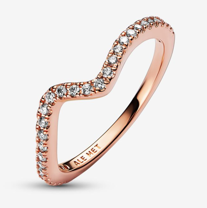 Pandora Timeless Ring Stackable Sparkling Wave rose sormus