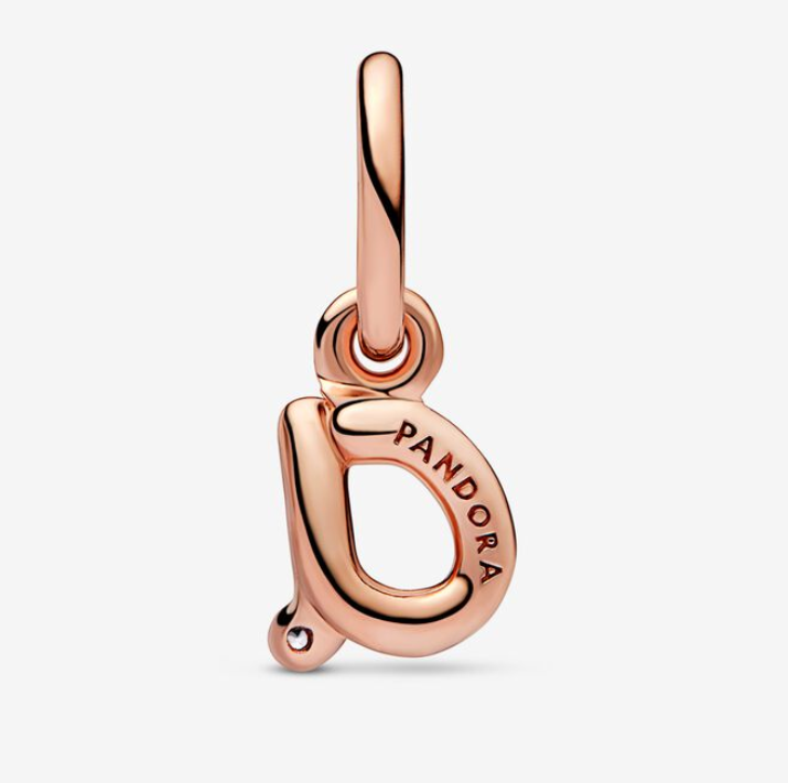Pandora Rose Gold Moments Letter a Script Alphabet kirjainkoru hela