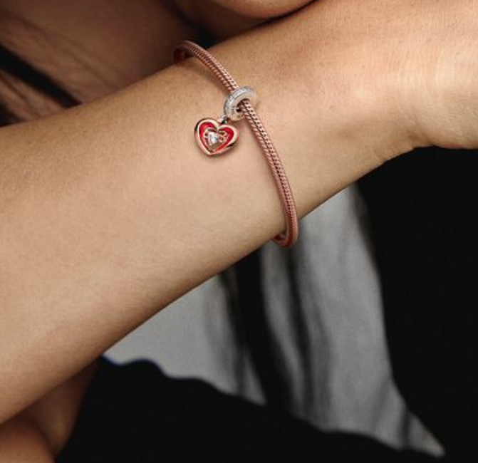 PANDORA Two-tone Pave Radiant Heart Charm