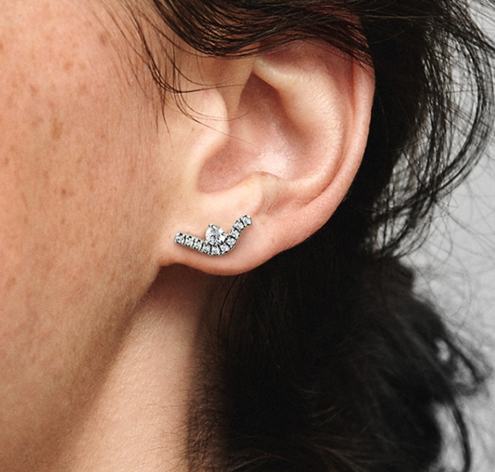 Pandora Sparkling Wave Stud Earrings - Denmark Style