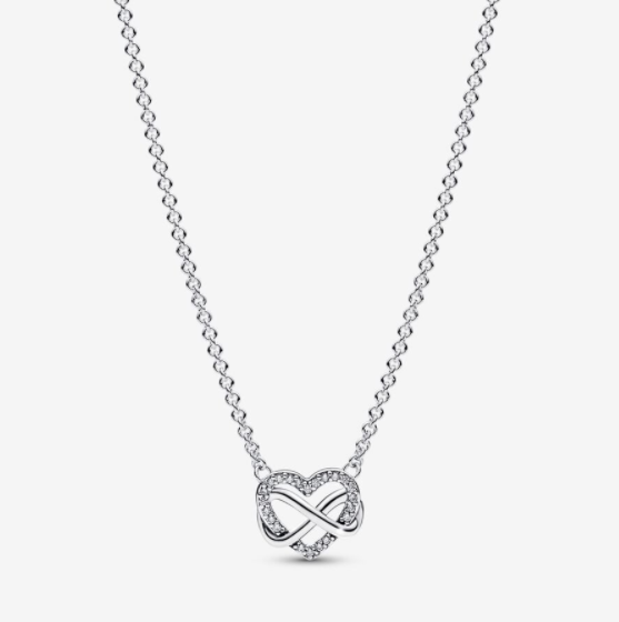 Pandora Sparkling Infinity Heart Collier Necklace ALE S925-50cm