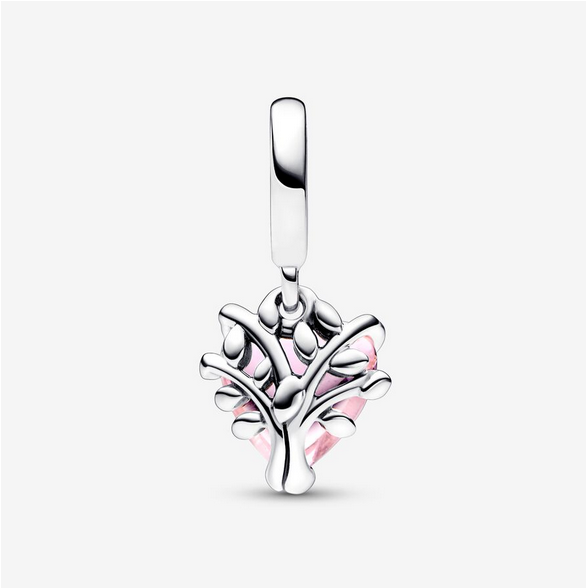 Pandora Moments Pink Family Tree & Heart Dangle Charm ale s925