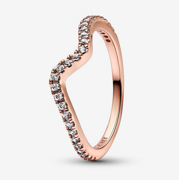 Pandora Timeless Ring Stackable Sparkling Wave rose sormus