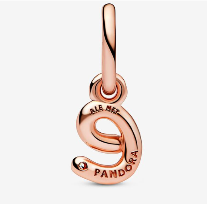 Pandora Moments Letter e Script Alphabet kirjainkoru hela
