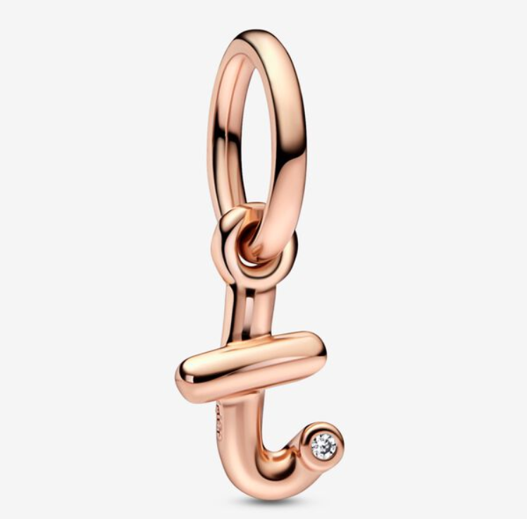 Pandora Moments Letter t Script Alphabet kirjainkoru hela