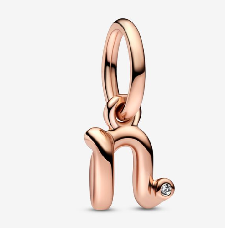 Pandora Moments Letter n Script Alphabet kirjainkoru hela