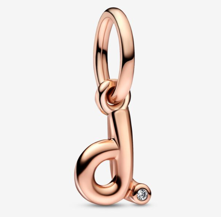 Pandora Moments Letter d Script Alphabet kirjainkoru hela