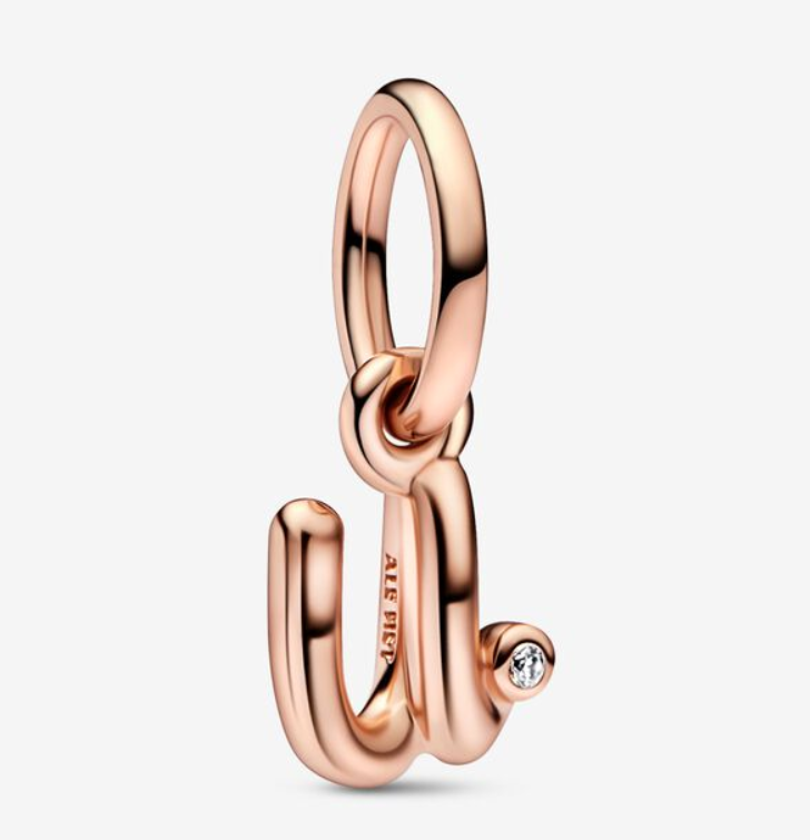 Pandora Moments Letter u Script Alphabet kirjainkoru hela