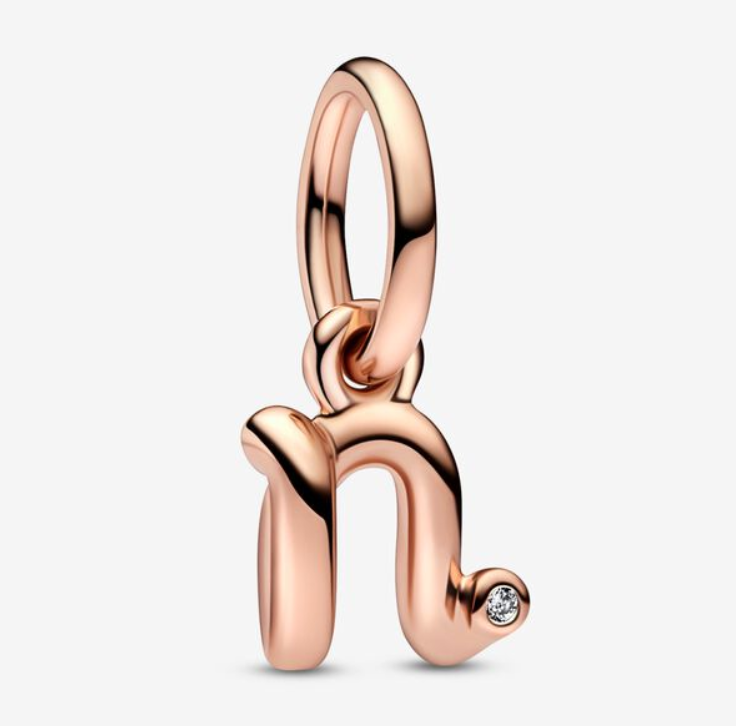 Pandora Moments Letter n Script Alphabet kirjainkoru hela