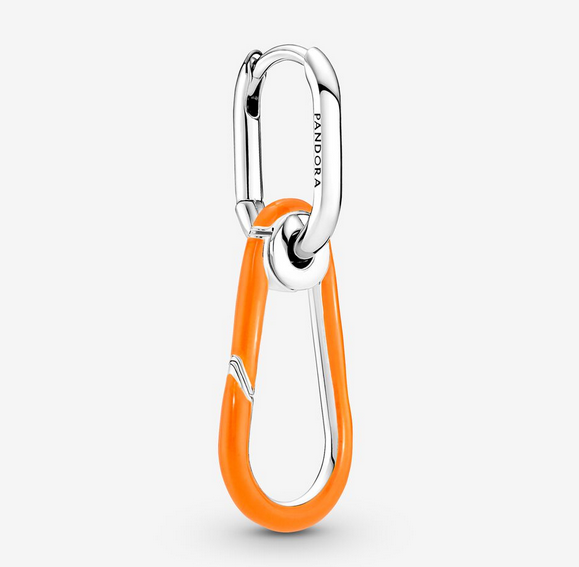Pandor Sterling Silver ME Bright Orange Hoop Link Earring Only Fit ME Bracelets