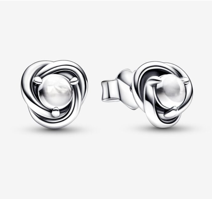 PANDORA April Birthstone Eternity Circle Stud Earrings ALE S925