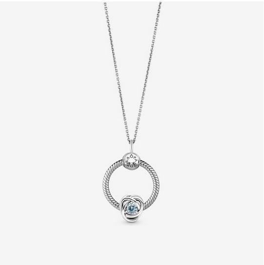 PANDORA  PANDORA March Birthstone Eternity Circle O Pendant Earrings Set