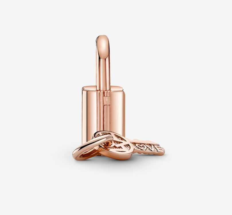 PANDORA Rose Gold Padlock Key Dangle Charm