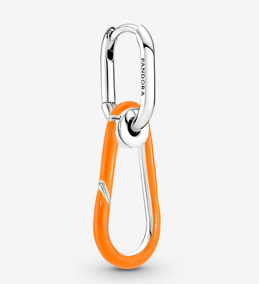 Pandor Sterling Silver ME Bright Orange Hoop Link Earring Only Fit ME Bracelets