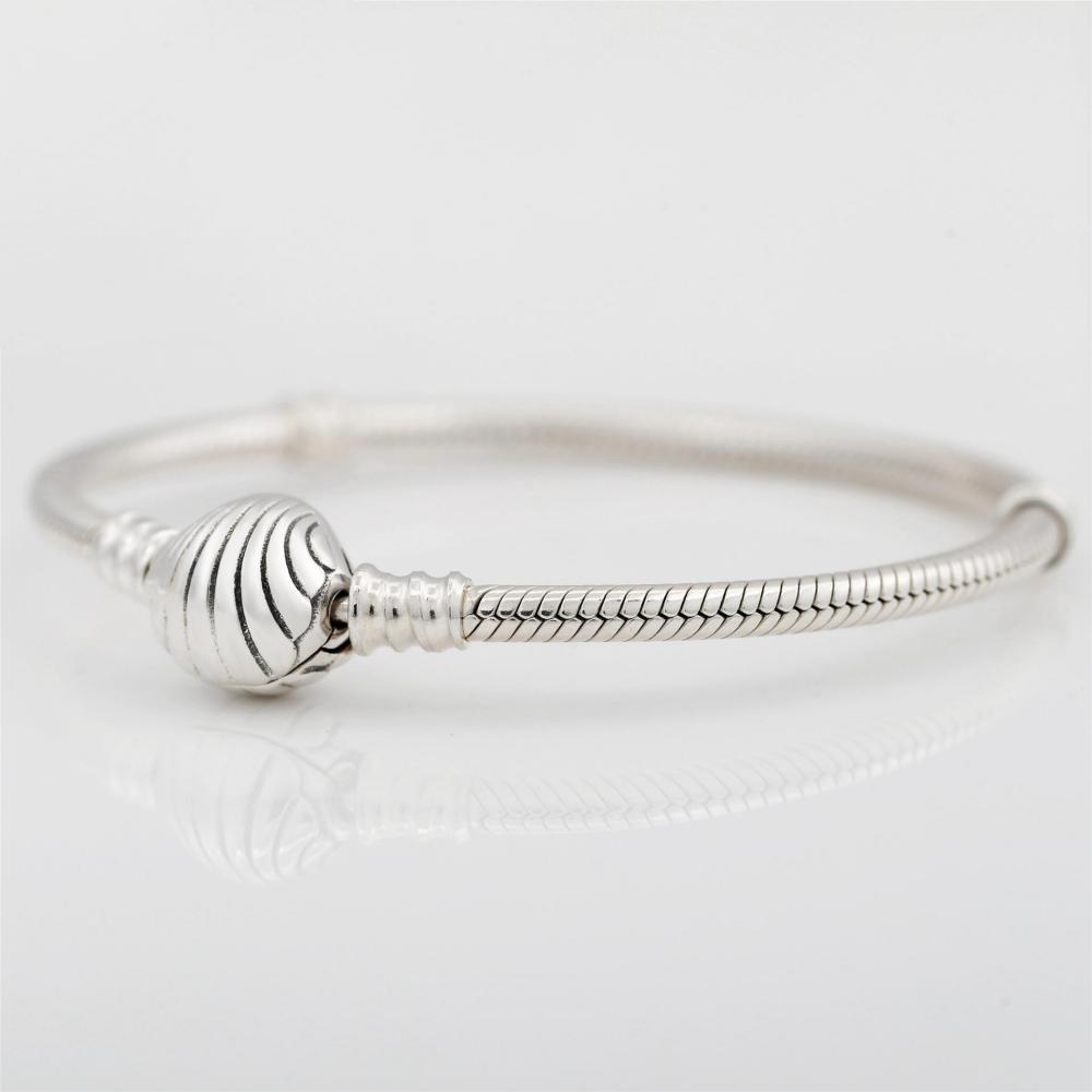 Pandora  Seashell Clasp Bracelet  Snake Chain 925 Silver