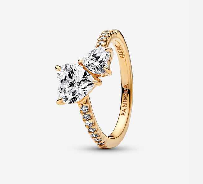 Pandora Double Heart Sparkling Ring ALE  Gift Bag