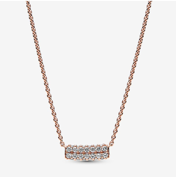 Pandora Timeless Pavé Double-row Bar Collier Necklace 45CM Gift Bag