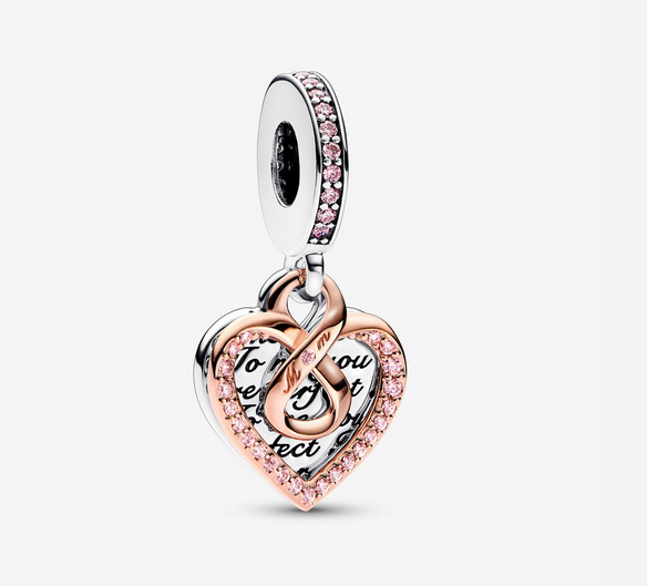 Pandora Moments Two-tone Infinity Heart Double Dangle Charm