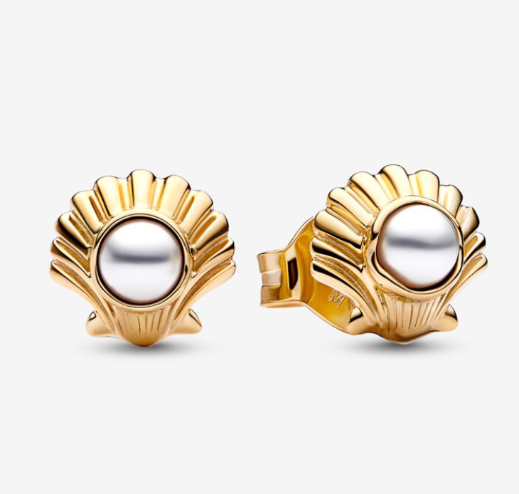 Pandora The Little Mermaid Seashell Stud Earrings