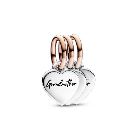 Pandora Moments Two-tone Splittable Family Generation of Hearts Triple Dangle Charm