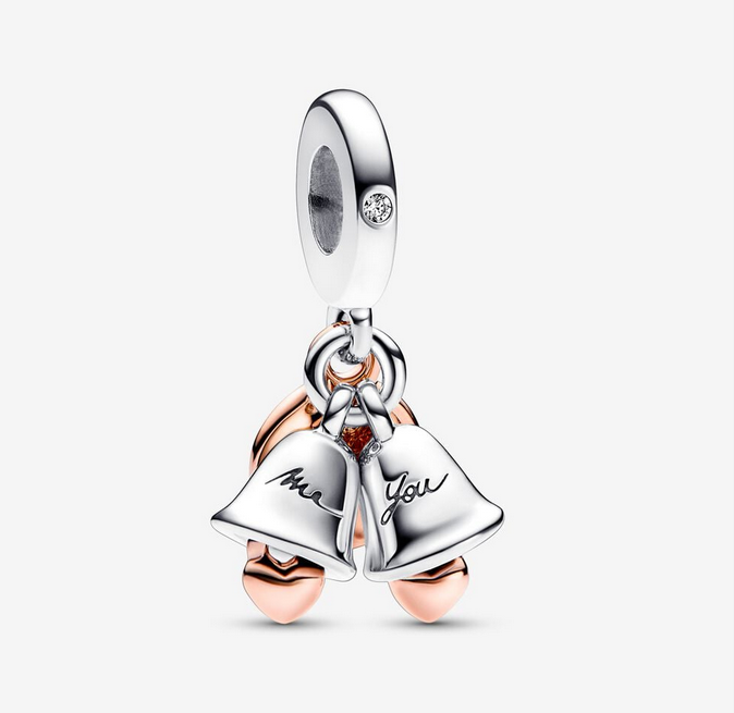 Pandora Two-tone Wedding Bells Double Dangle Charm  ale s925