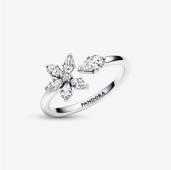 Pandora Sparkling Herbarium Cluster Open Ring