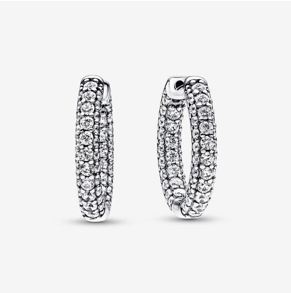 Pandora Timeless Pavé Single-row Hoop Earrings ALE s925 Gift Bag