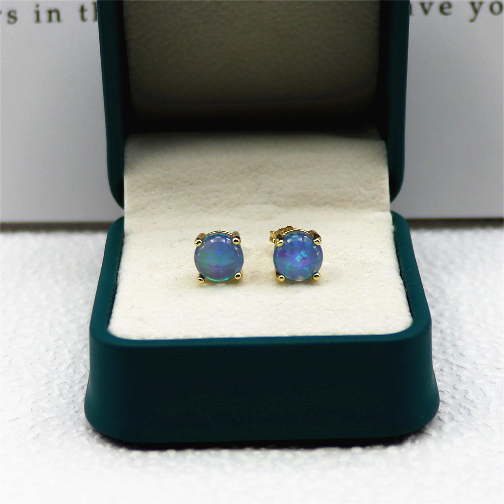 Gold Plated Opal Stud Earrings,Opal Minimalist Earrings, Versatile Luxury Jewelry, Elegant Everyday Gift for Women