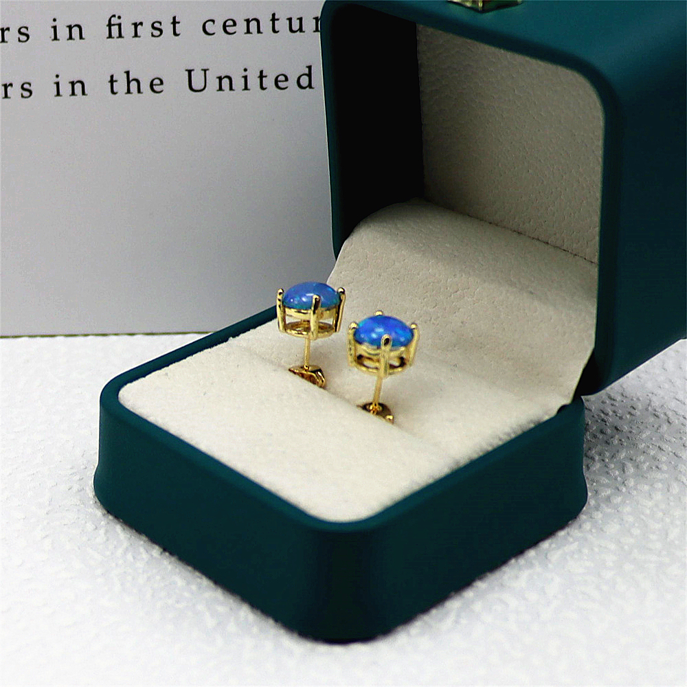 Gold Plated Opal Stud Earrings,Opal Minimalist Earrings, Versatile Luxury Jewelry, Elegant Everyday Gift for Women