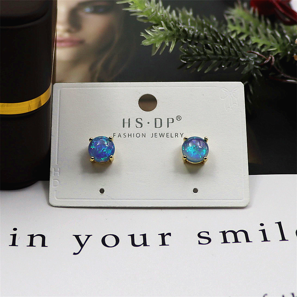 Gold Plated Opal Stud Earrings,Opal Minimalist Earrings, Versatile Luxury Jewelry, Elegant Everyday Gift for Women