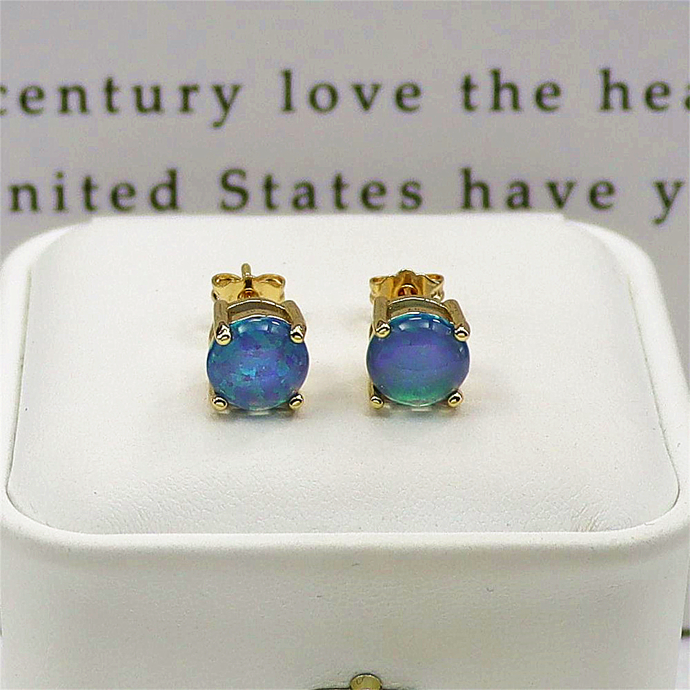 Gold Plated Opal Stud Earrings,Opal Minimalist Earrings, Versatile Luxury Jewelry, Elegant Everyday Gift for Women