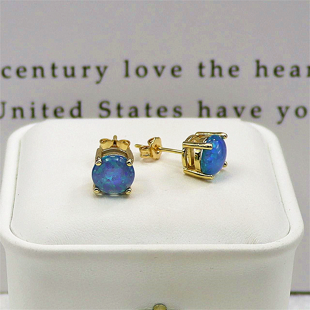 Gold Plated Opal Stud Earrings,Opal Minimalist Earrings, Versatile Luxury Jewelry, Elegant Everyday Gift for Women