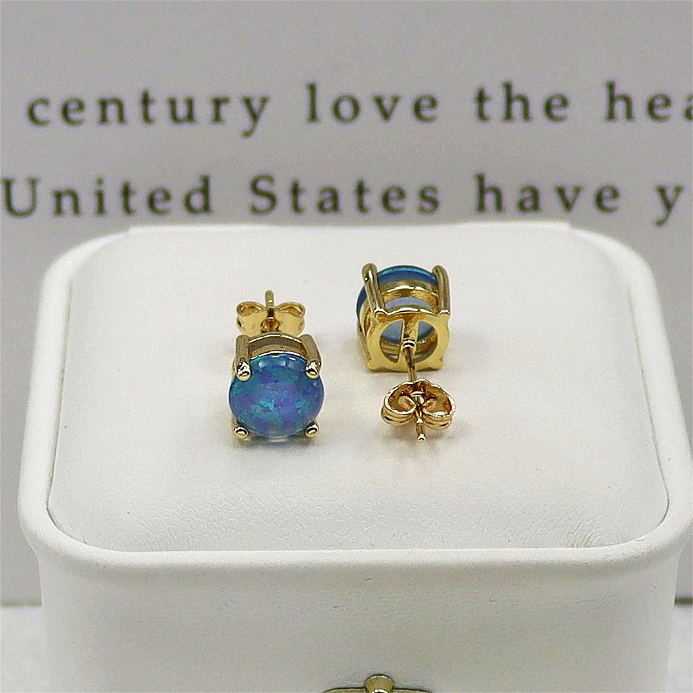 Gold Plated Opal Stud Earrings,Opal Minimalist Earrings, Versatile Luxury Jewelry, Elegant Everyday Gift for Women