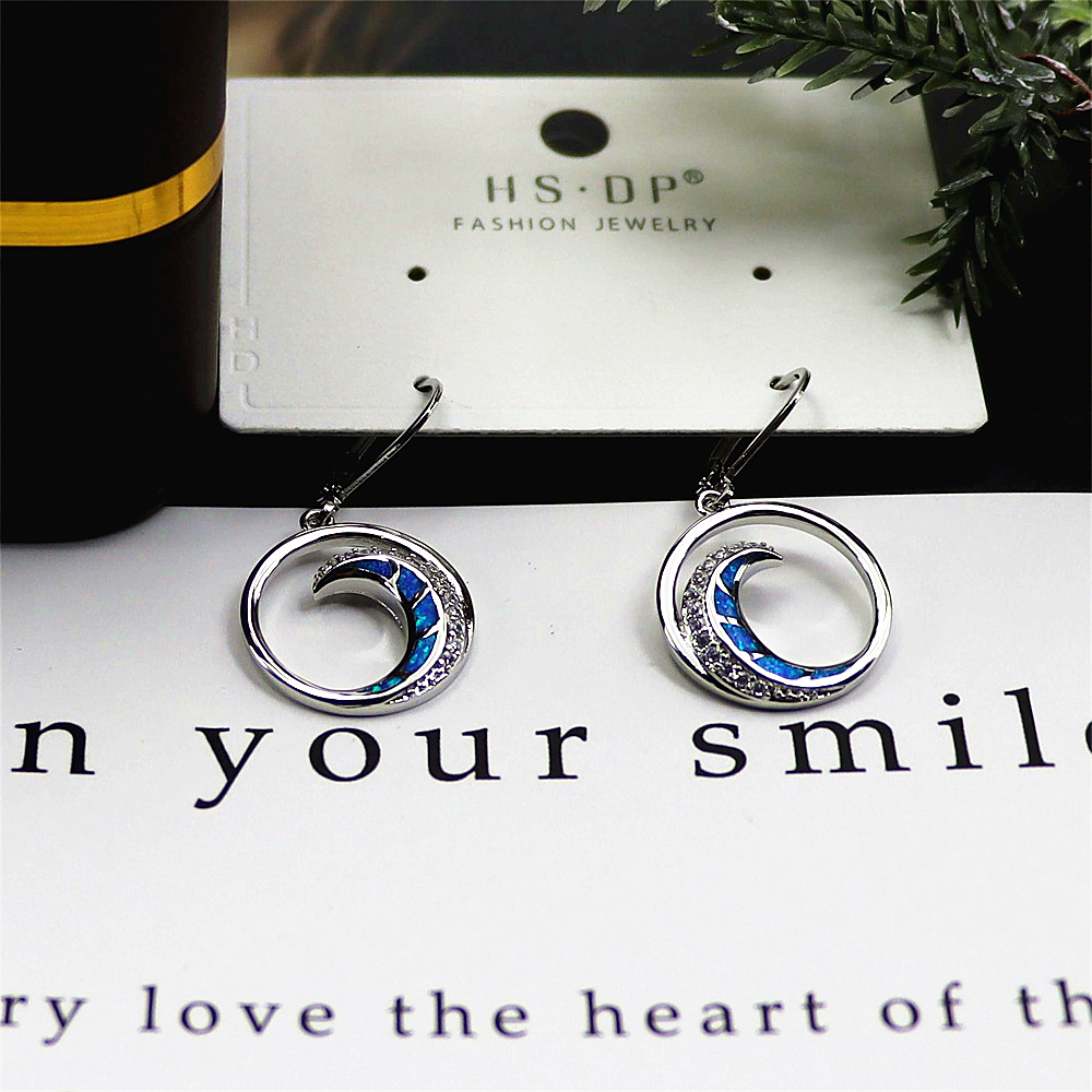 Crescent Moon Stud Earrings, Opal Celestial Earrings, Mystical Statement Jewelry, Unique Gift for Women