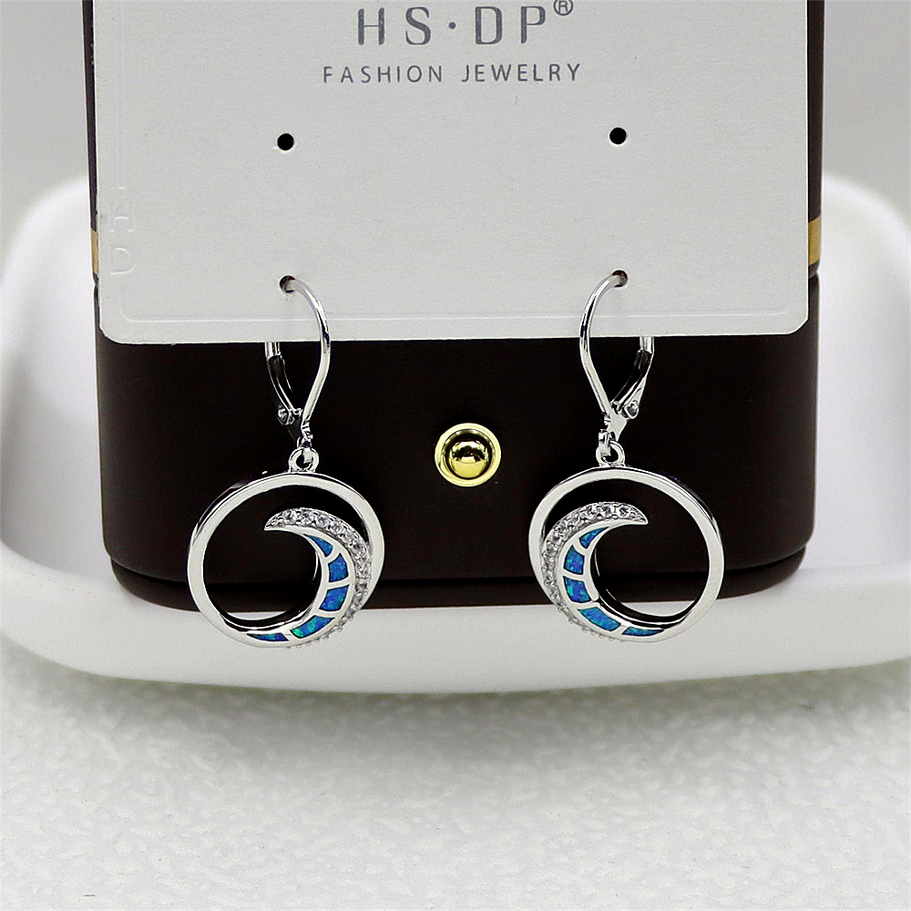 Crescent Moon Stud Earrings, Opal Celestial Earrings, Mystical Statement Jewelry, Unique Gift for Women