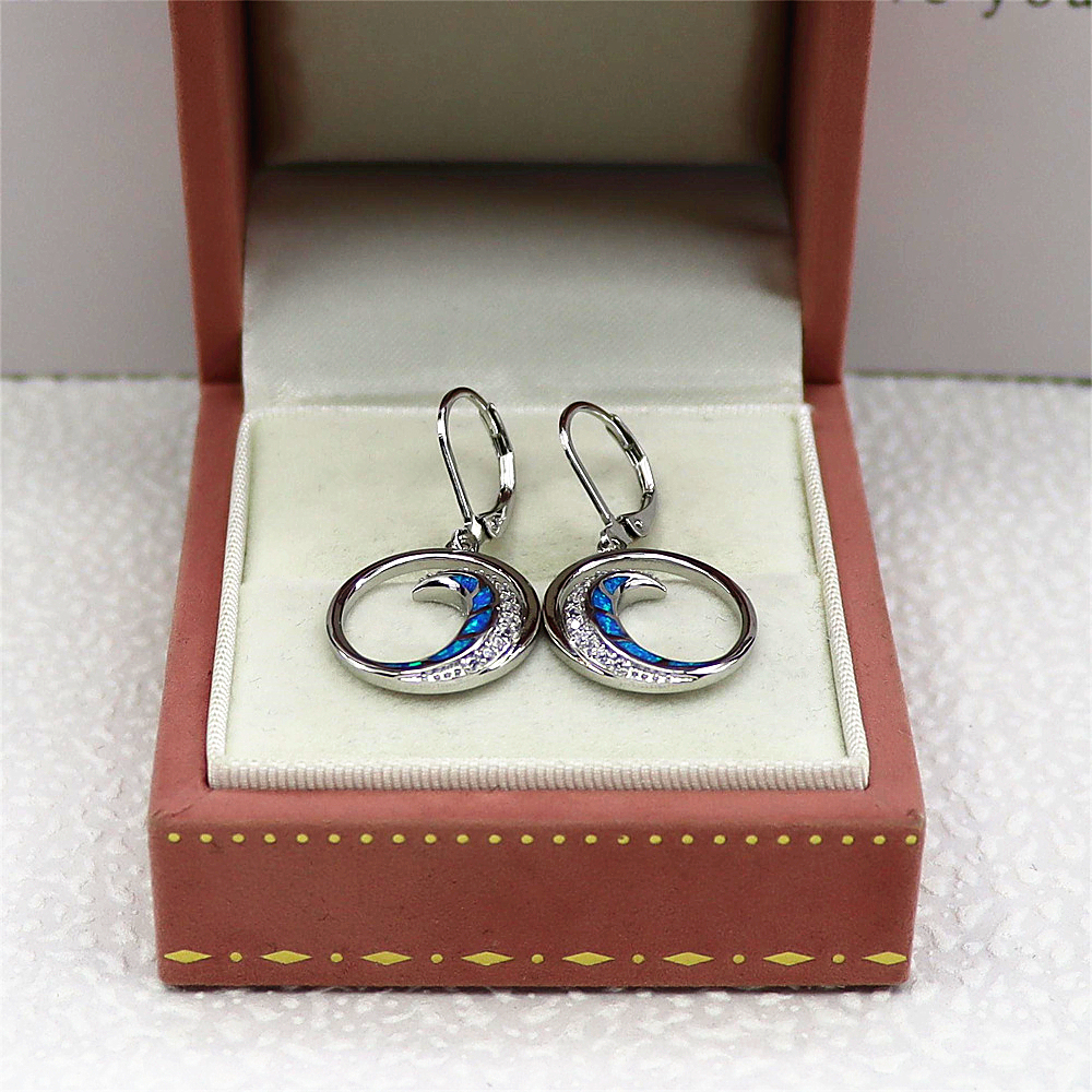 Crescent Moon Stud Earrings, Opal Celestial Earrings, Mystical Statement Jewelry, Unique Gift for Women
