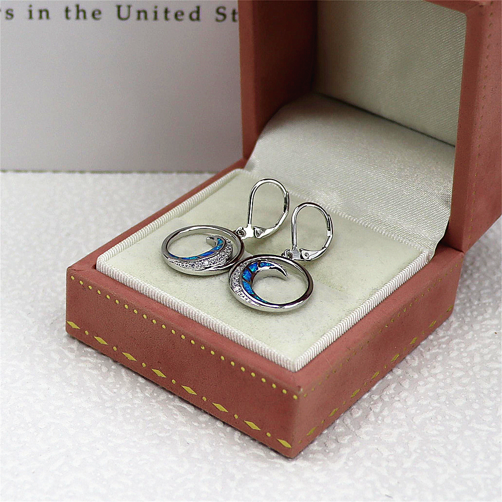 Crescent Moon Stud Earrings, Opal Celestial Earrings, Mystical Statement Jewelry, Unique Gift for Women