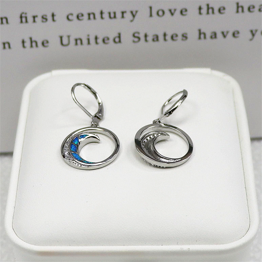 Crescent Moon Stud Earrings, Opal Celestial Earrings, Mystical Statement Jewelry, Unique Gift for Women