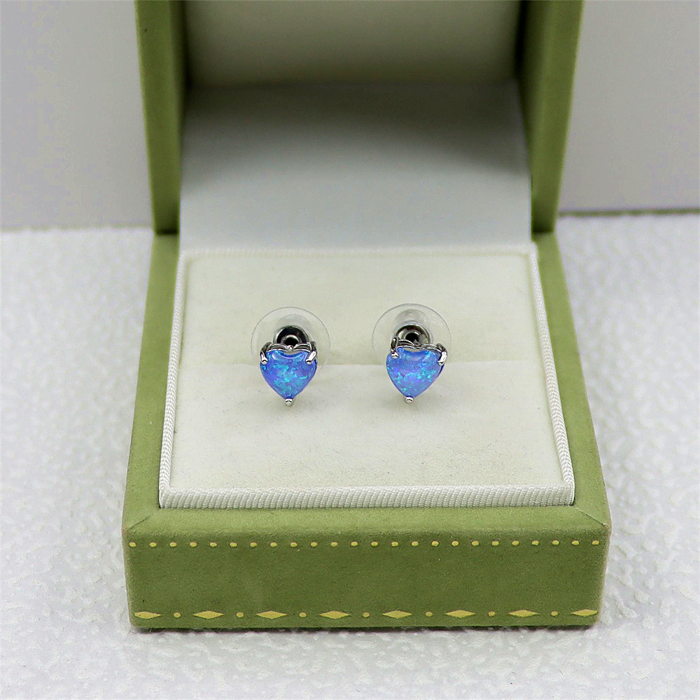 Opal Heart Stud Earrings,  Opal Miniature Earrings, Dainty Minimalist Jewelry, Whimsical Gift for Women