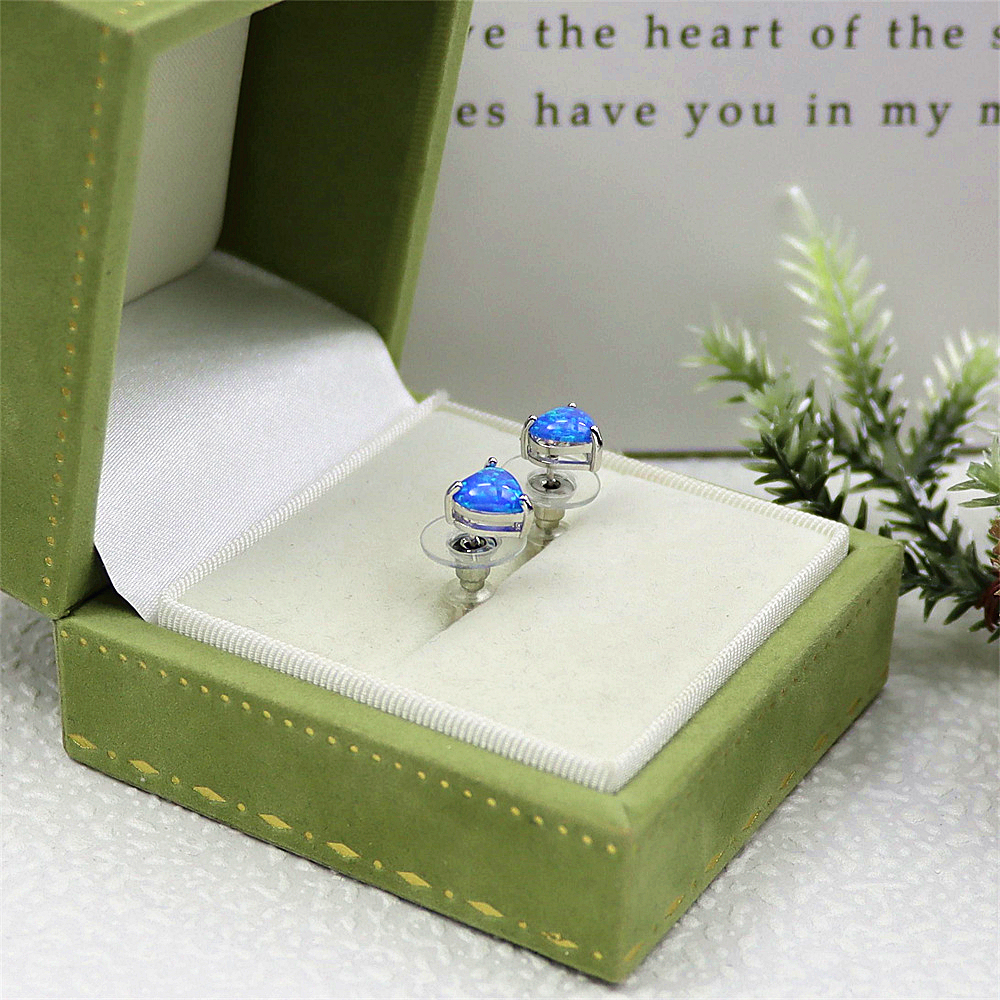 Opal Heart Stud Earrings,  Opal Miniature Earrings, Dainty Minimalist Jewelry, Whimsical Gift for Women