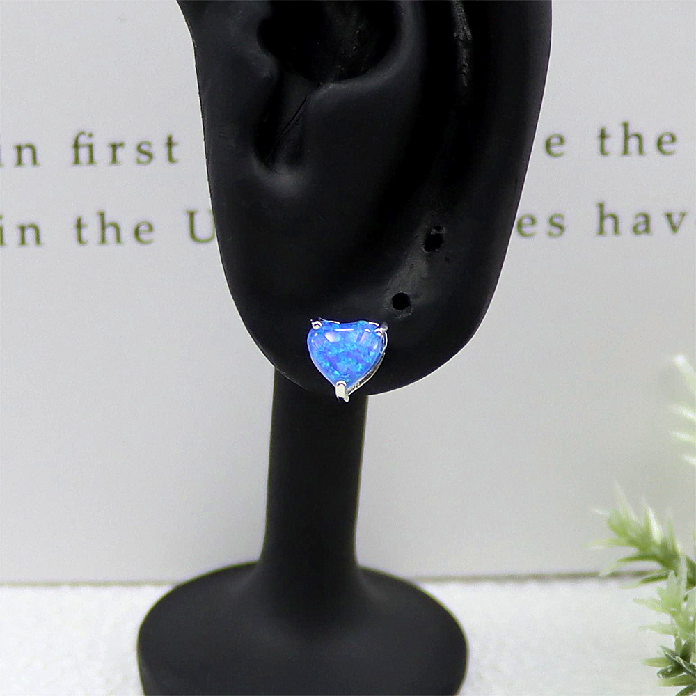 Opal Heart Stud Earrings,  Opal Miniature Earrings, Dainty Minimalist Jewelry, Whimsical Gift for Women