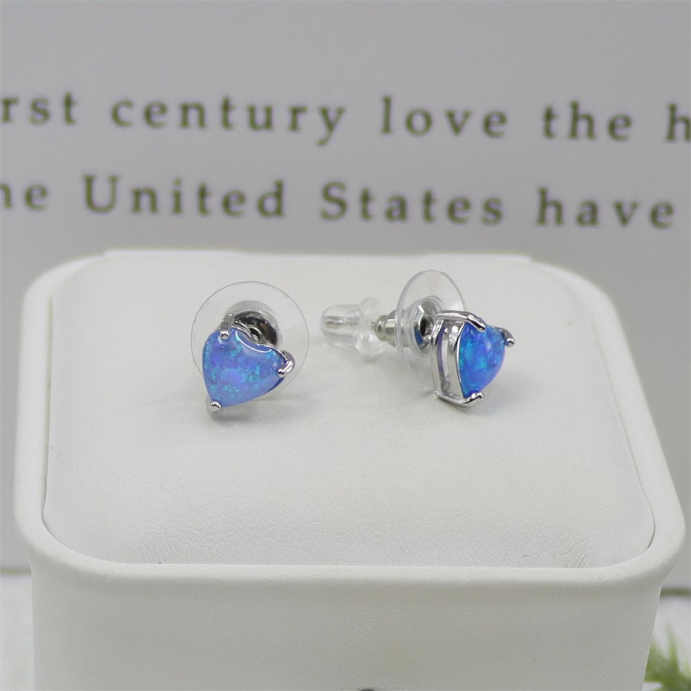 Opal Heart Stud Earrings,  Opal Miniature Earrings, Dainty Minimalist Jewelry, Whimsical Gift for Women