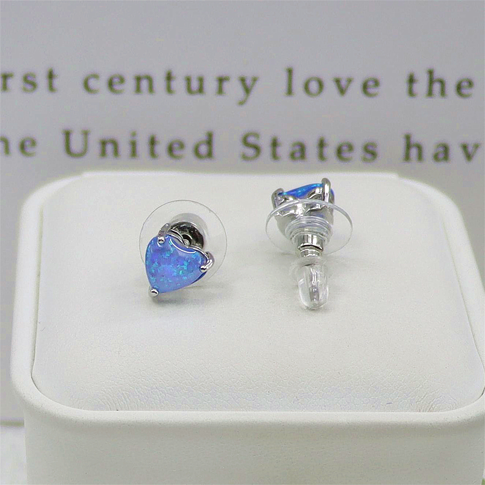 Opal Heart Stud Earrings,  Opal Miniature Earrings, Dainty Minimalist Jewelry, Whimsical Gift for Women