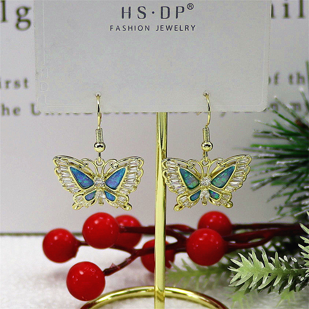 Butterfly Dangle Earrings, Opal Wing Drop Earrings, Minimalist Nature Jewelry, Whimsical Gift for Women