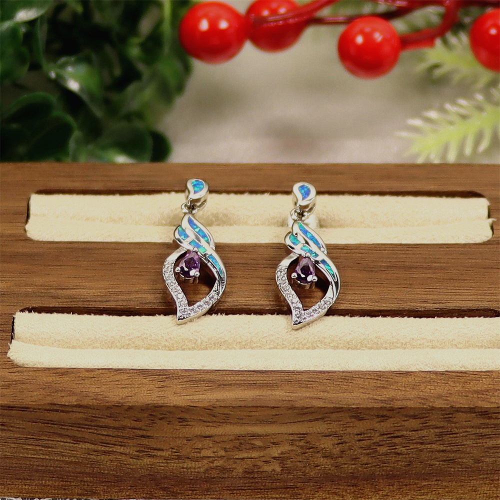 Blue Heart Stud Earrings, Opal Minimalist Earrings, Dainty Romantic Jewelry, Whimsical Gift for Women