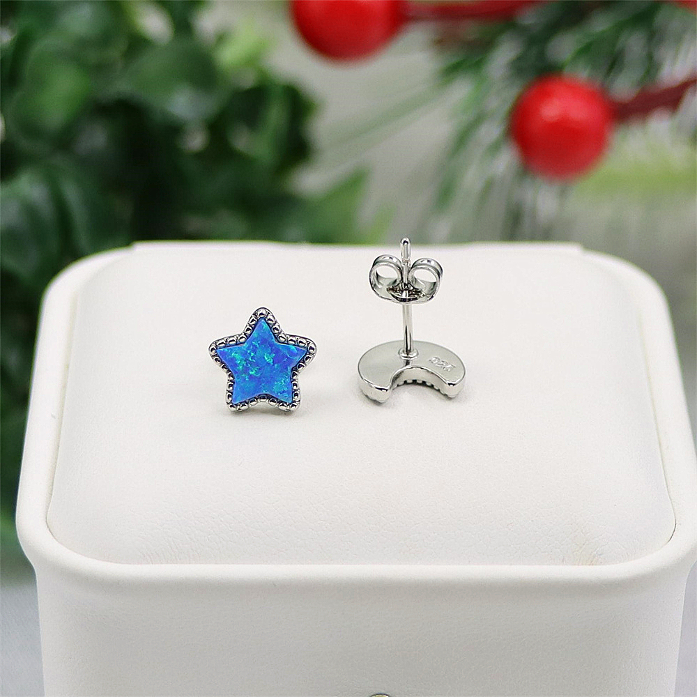 Star and Moon Stud Earrings, Opal Celestial Earrings, Dreamy Celestial Jewelry, Whimsical Gift for Women