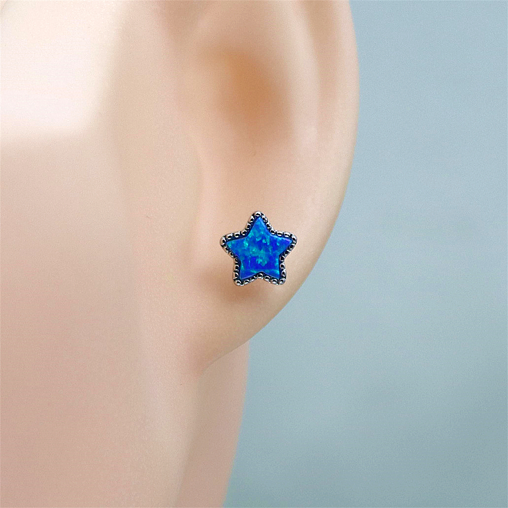 Star and Moon Stud Earrings, Opal Celestial Earrings, Dreamy Celestial Jewelry, Whimsical Gift for Women