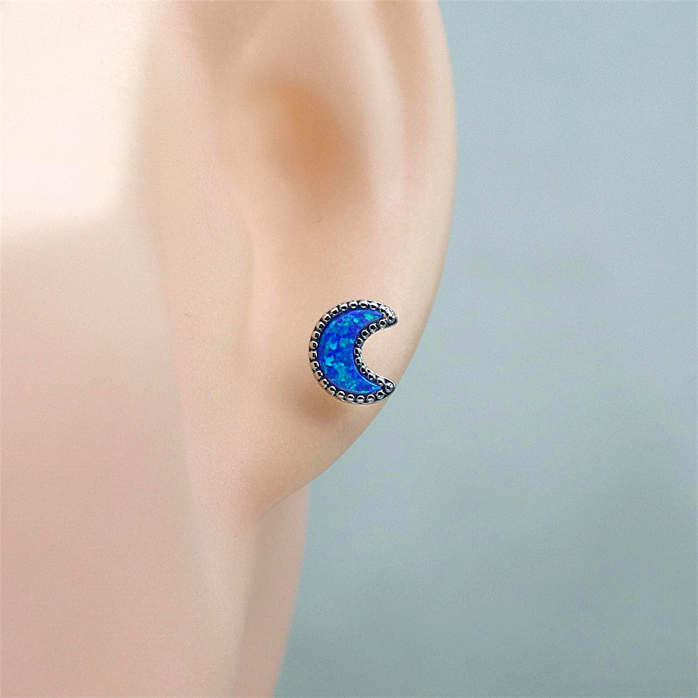 Star and Moon Stud Earrings, Opal Celestial Earrings, Dreamy Celestial Jewelry, Whimsical Gift for Women