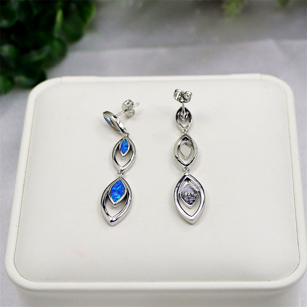 Mini Circle Opal Stud Earrings, Blue Opal Small Hoop Studs, Minimalist Luxury Jewelry, Elegant Everyday Gift for Women