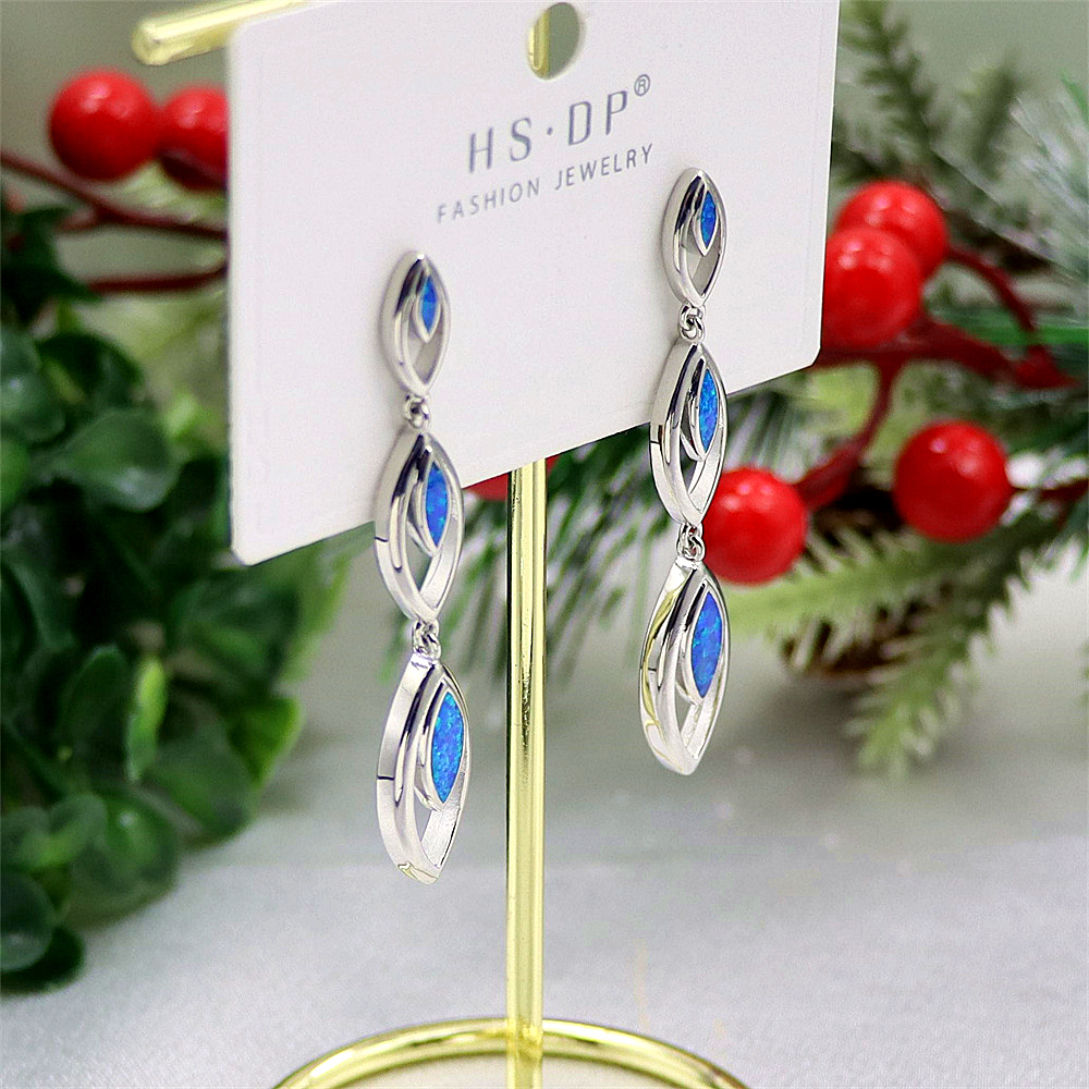 Mini Circle Opal Stud Earrings, Blue Opal Small Hoop Studs, Minimalist Luxury Jewelry, Elegant Everyday Gift for Women